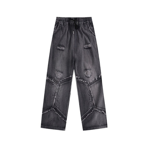 Patchwork Design Ripped Jeans - Thrashink