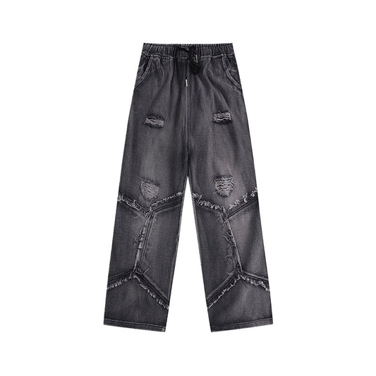Patchwork Design Ripped Jeans - Thrashink