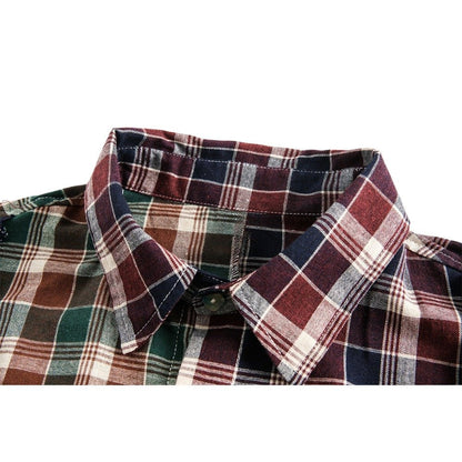 Patchwork Plaid Ruffle - Trimmed Shirt - Thrashink