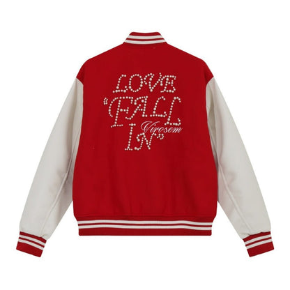 Pearl Lettered Varsity Jacket - Thrashink