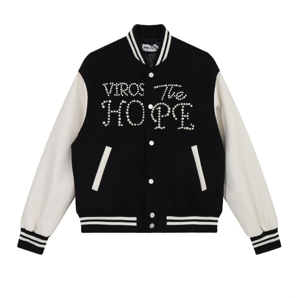 Pearl Lettered Varsity Jacket - Thrashink