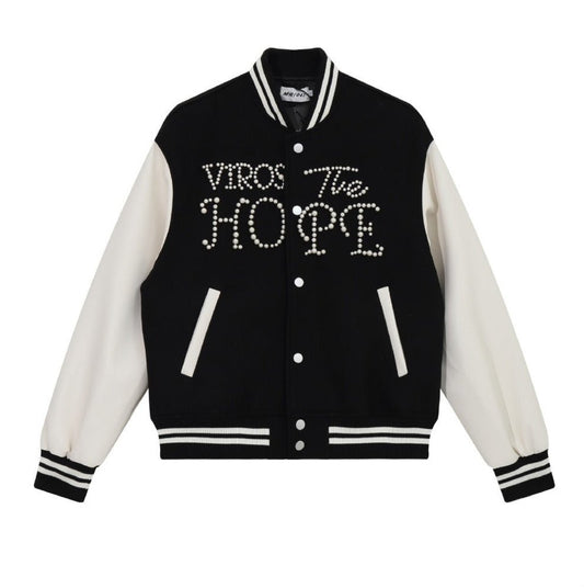 Pearl Lettered Varsity Jacket - Thrashink