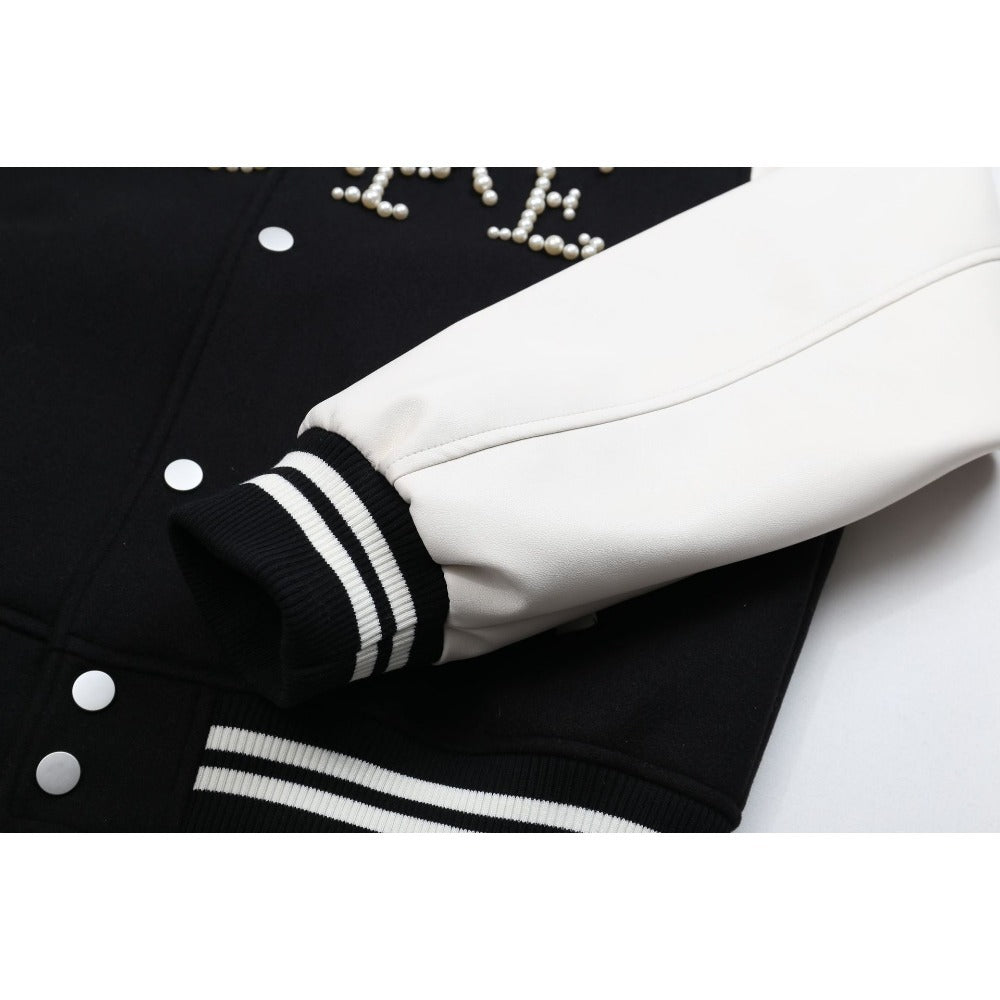 Pearl Lettered Varsity Jacket - Thrashink