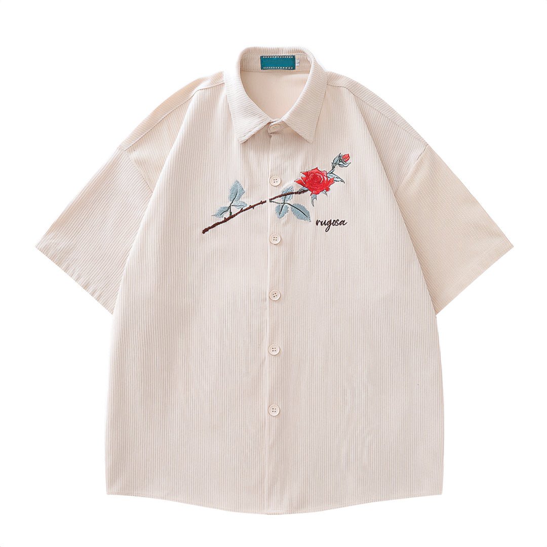 Pinned Rose Poplin Shirts - Thrashink
