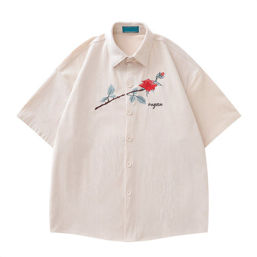 Pinned Rose Poplin Shirts - Thrashink