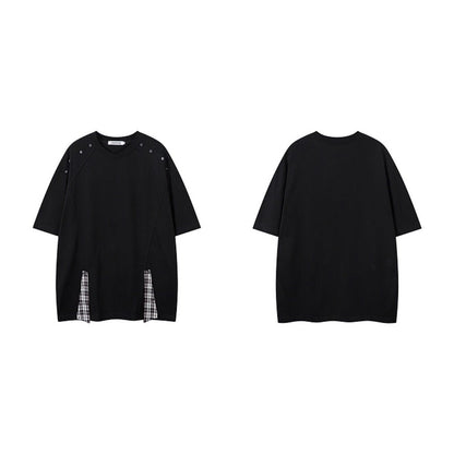 Plaid Deconstructed V - neck T-Shirt - Thrashink