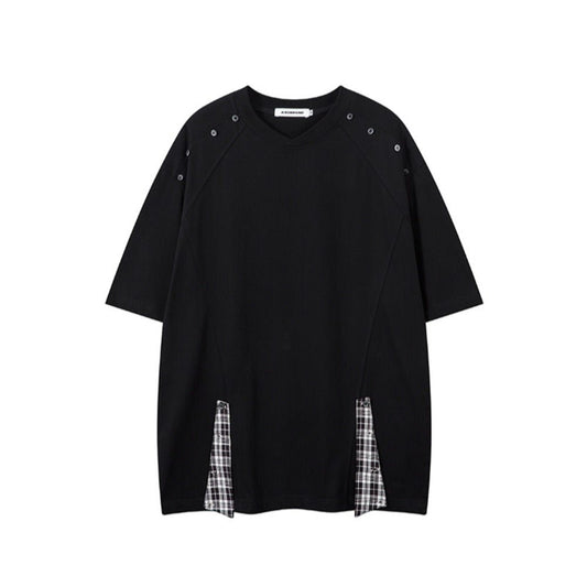 Plaid Deconstructed V - neck T-Shirt - Thrashink