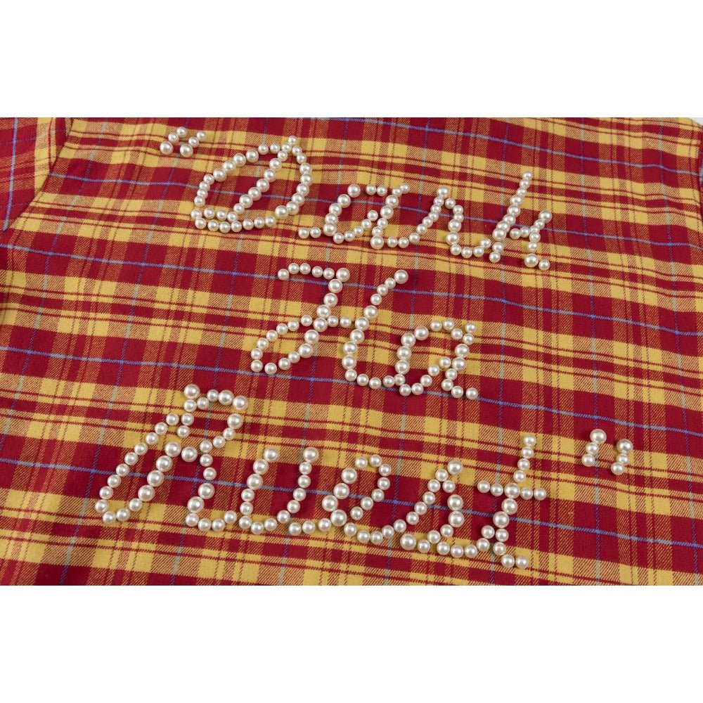 Plaid Pearl Embellished Shirt - Thrashink