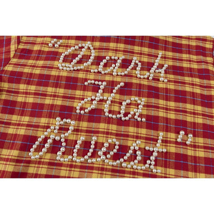 Plaid Pearl Embellished Shirt - Thrashink