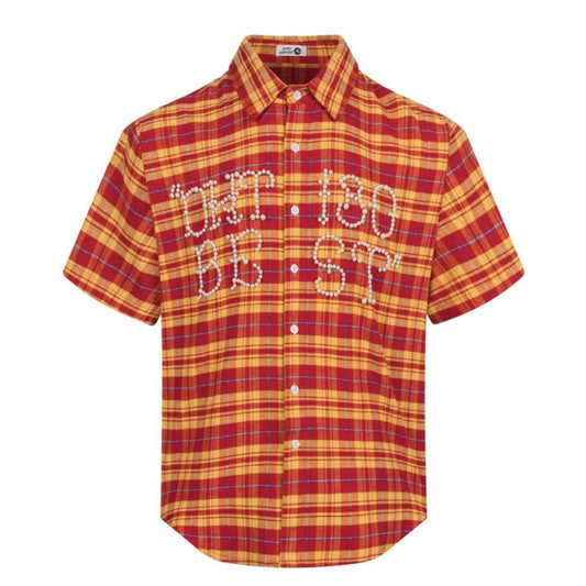 Plaid Pearl Embellished Shirt - Thrashink
