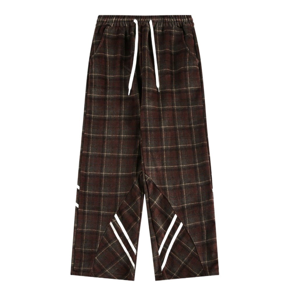Plaid Side - Stripe Baggy Pants - Thrashink