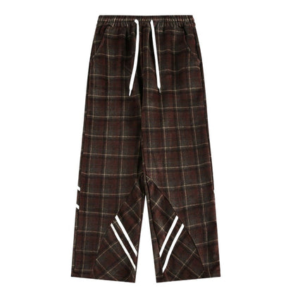 Plaid Side - Stripe Baggy Pants - Thrashink