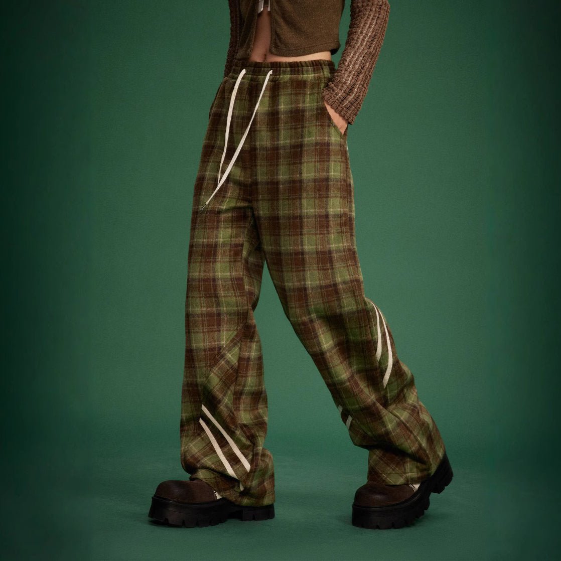 Plaid Side - Stripe Baggy Pants - Thrashink