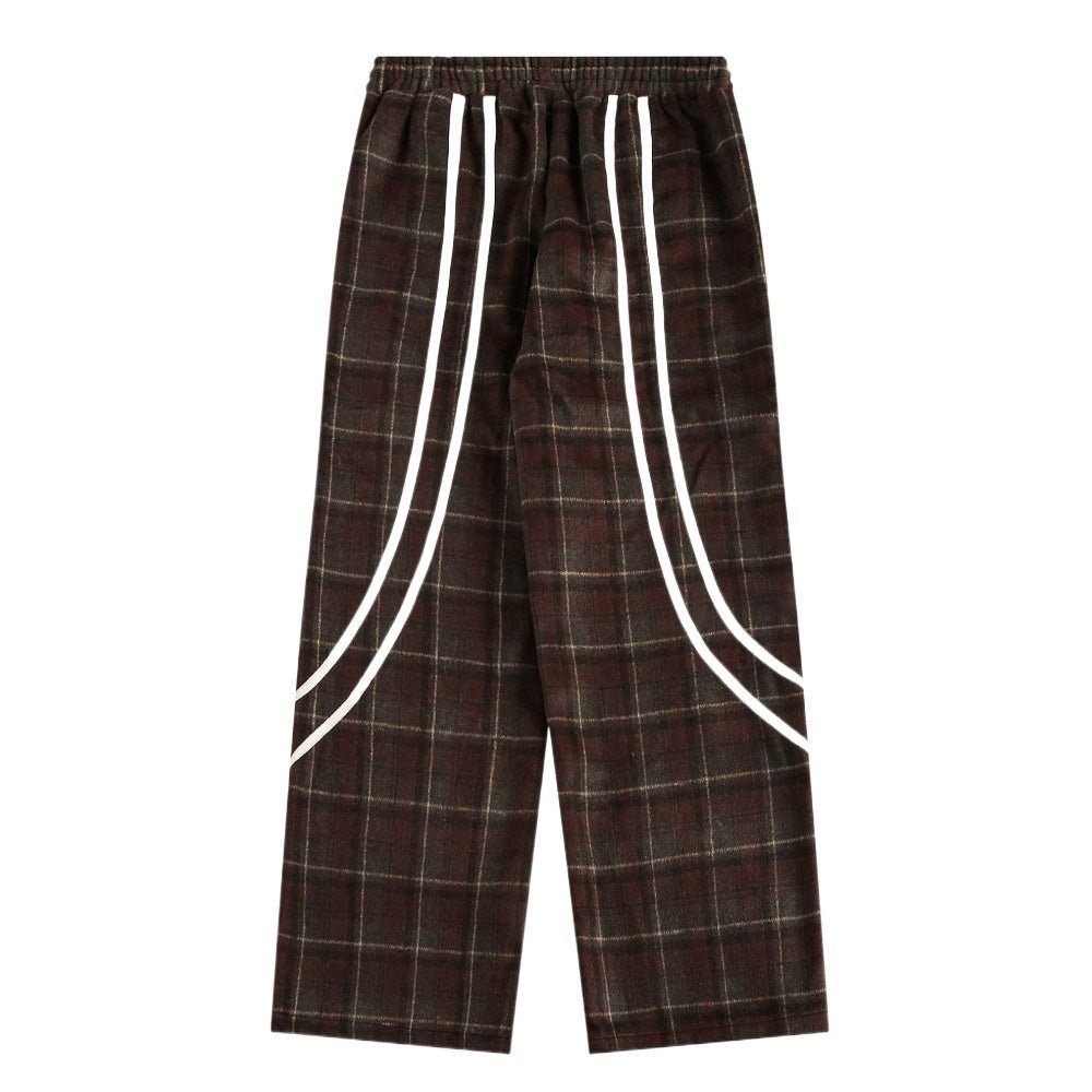 Plaid Side - Stripe Baggy Pants - Thrashink