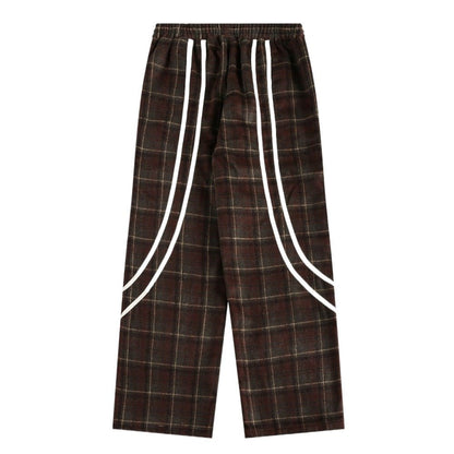 Plaid Side - Stripe Baggy Pants - Thrashink