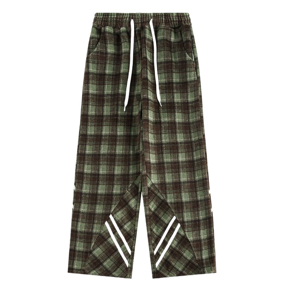 Plaid Side - Stripe Baggy Pants - Thrashink