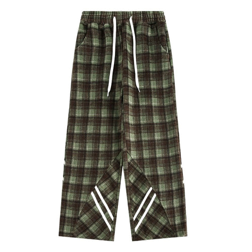 Plaid Side - Stripe Baggy Pants - Thrashink