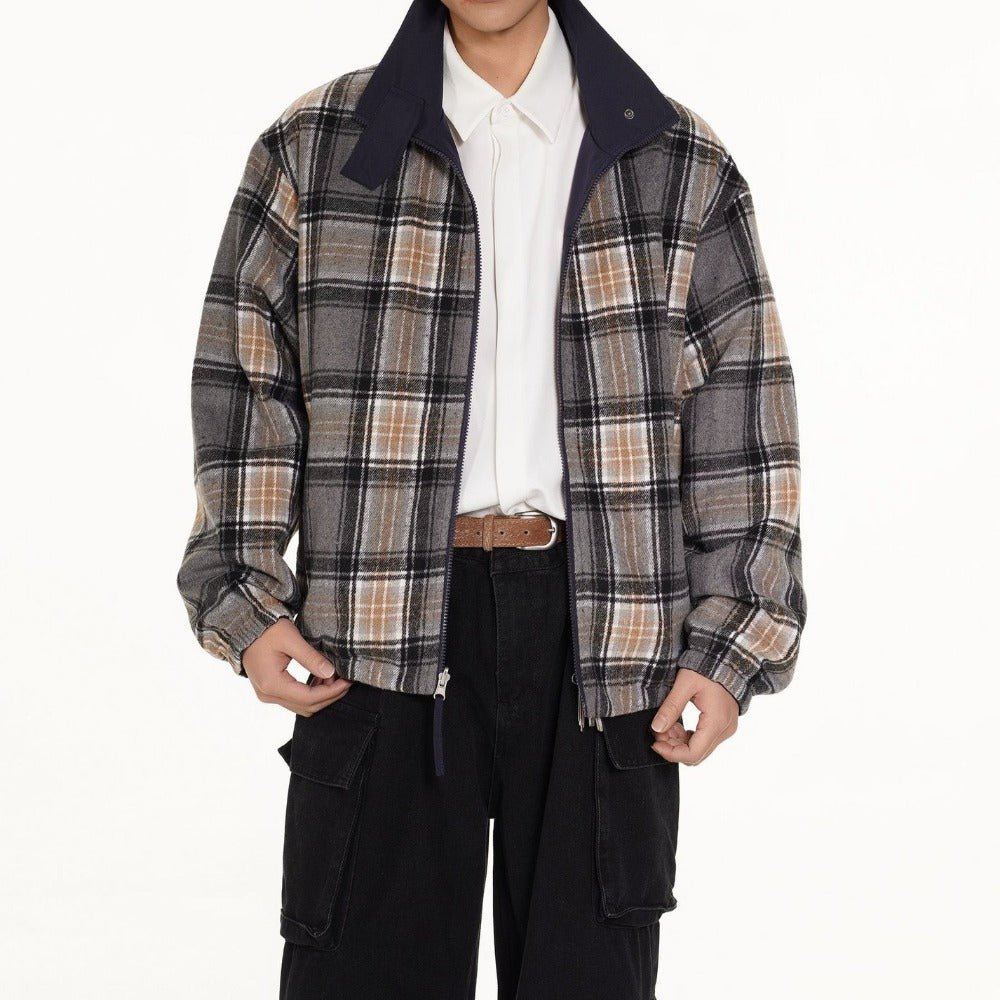 Plaid Two - way Wear Jacket - Thrashink