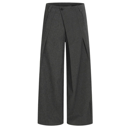 Pleated Straight - leg Casual Suit Pants - Thrashink