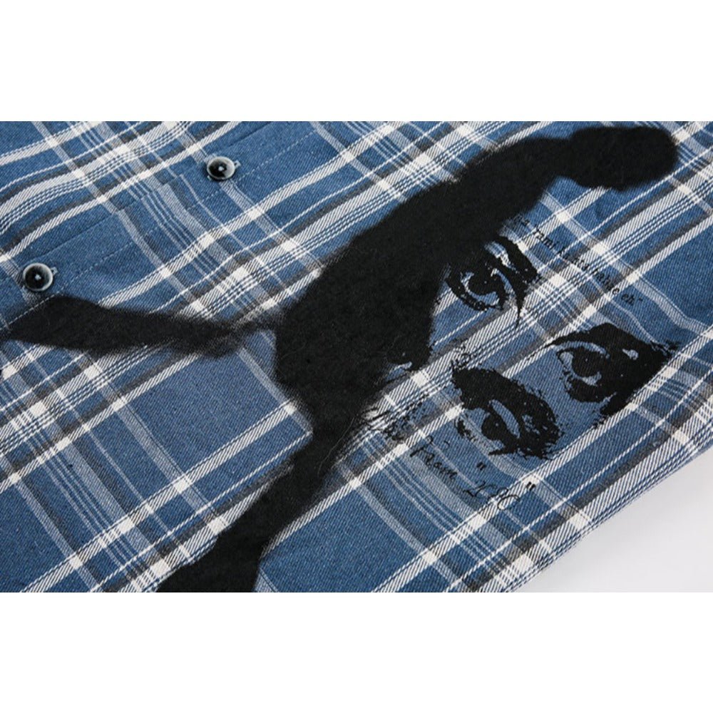 Portrait Graffiti Plaid Shirt - Thrashink