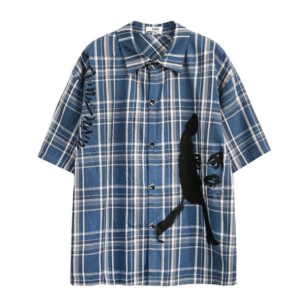 Portrait Graffiti Plaid Shirt - Thrashink