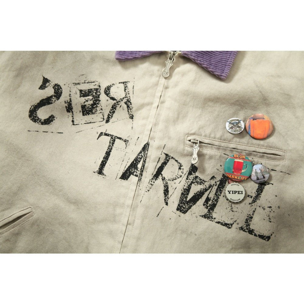 Purple Lapel Badge Contrast Jacket - Thrashink