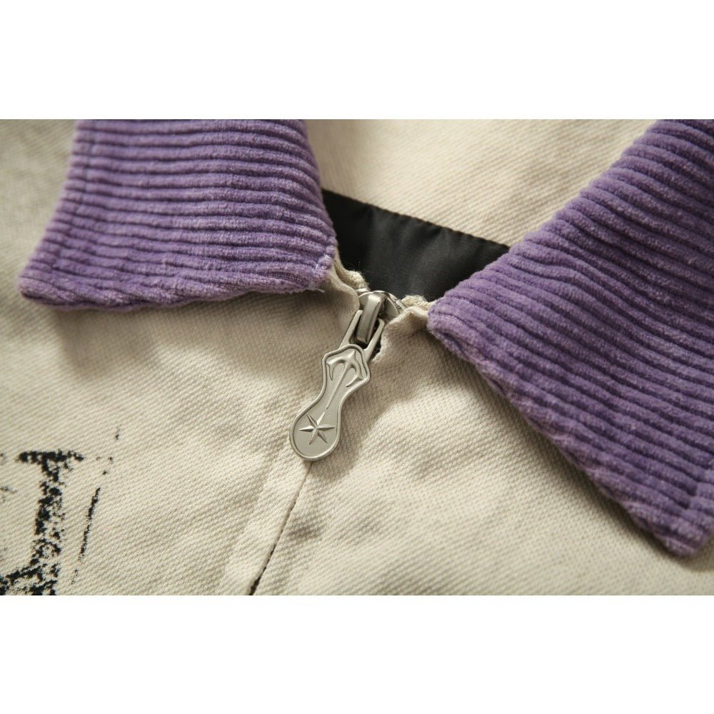 Purple Lapel Badge Contrast Jacket - Thrashink