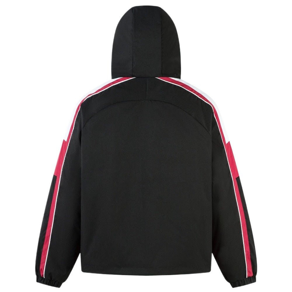 Racing Style Leopard Faux Fur Lined Hooded Jacket - Thrashink