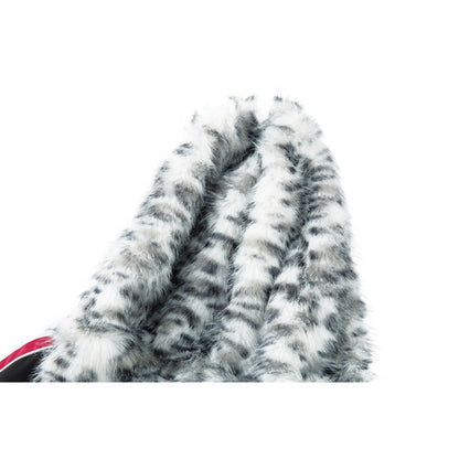 Racing Style Leopard Faux Fur Lined Hooded Jacket - Thrashink