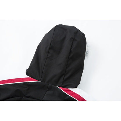 Racing Style Leopard Faux Fur Lined Hooded Jacket - Thrashink