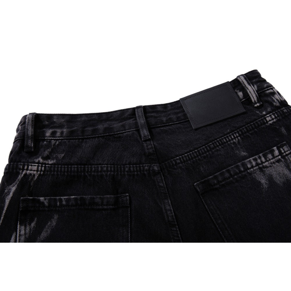 Rainbow Lace - Up Wide - Leg Black Jeans - Thrashink