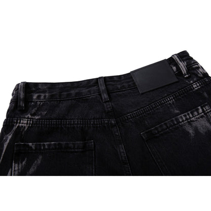 Rainbow Lace - Up Wide - Leg Black Jeans - Thrashink