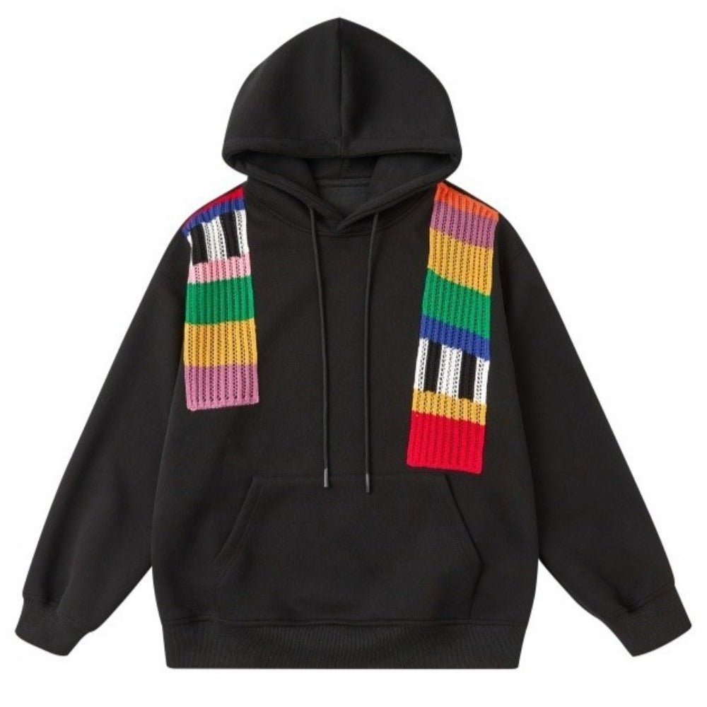 Rainbow Piano Keys Embellished Hoodie - Thrashink