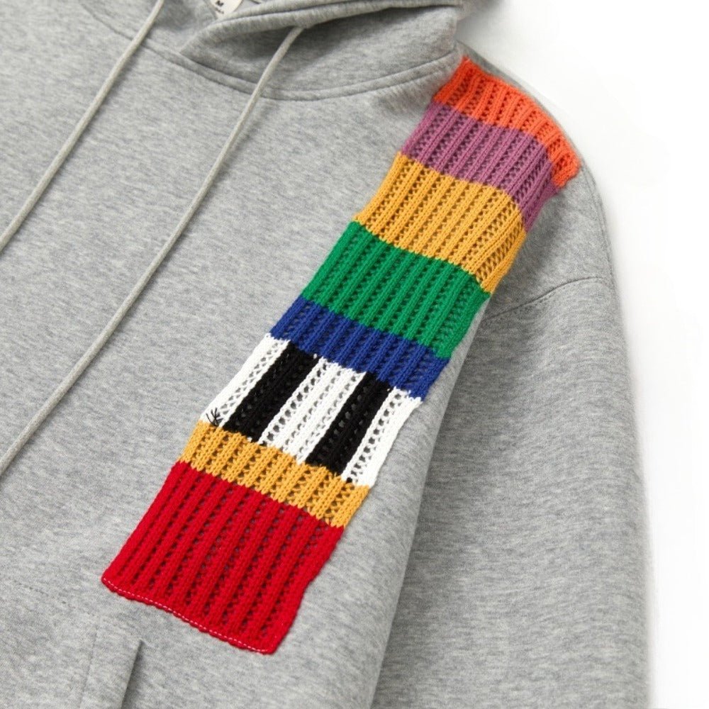 Rainbow Piano Keys Embellished Hoodie - Thrashink