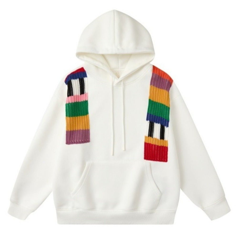 Rainbow Piano Keys Embellished Hoodie - Thrashink