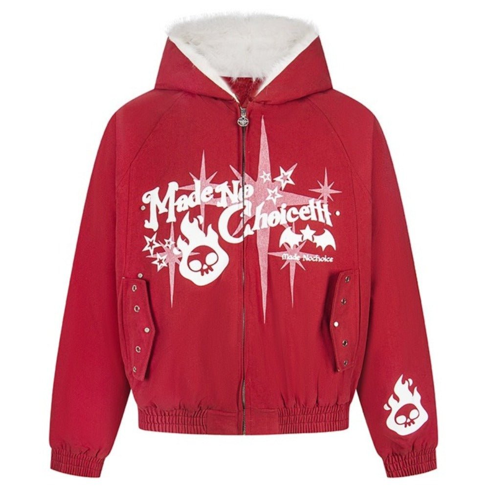 Rebel Flame Skull Cotton Bomber Jacket - Thrashink