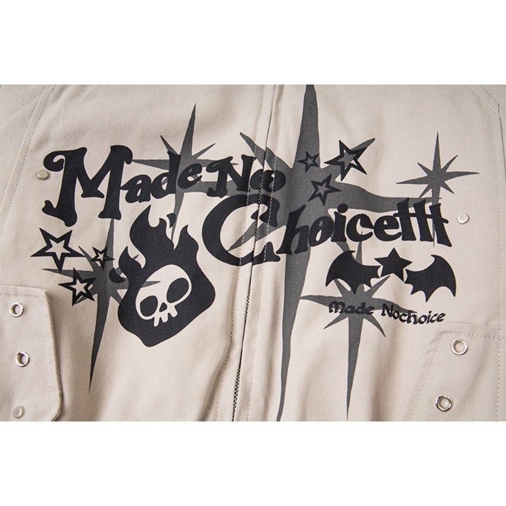 Rebel Flame Skull Cotton Bomber Jacket - Thrashink