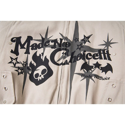 Rebel Flame Skull Cotton Bomber Jacket - Thrashink