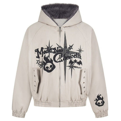 Rebel Flame Skull Cotton Bomber Jacket - Thrashink
