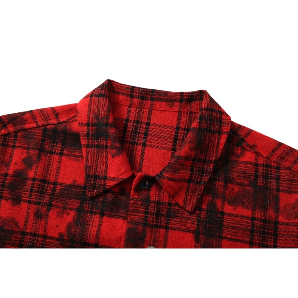 Red & Black Check Pin Print Shirt - Thrashink
