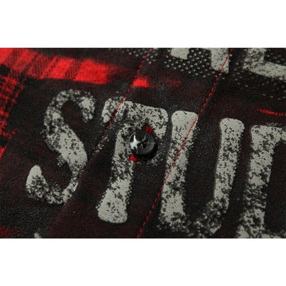 Red & Black Check Pin Print Shirt - Thrashink