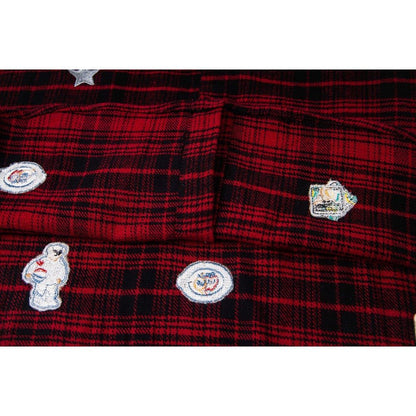 Red Plaid Fun Patches Shirt - Thrashink