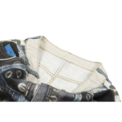 Retro 3D Printed Belt Leopard Print Jeans - Thrashink