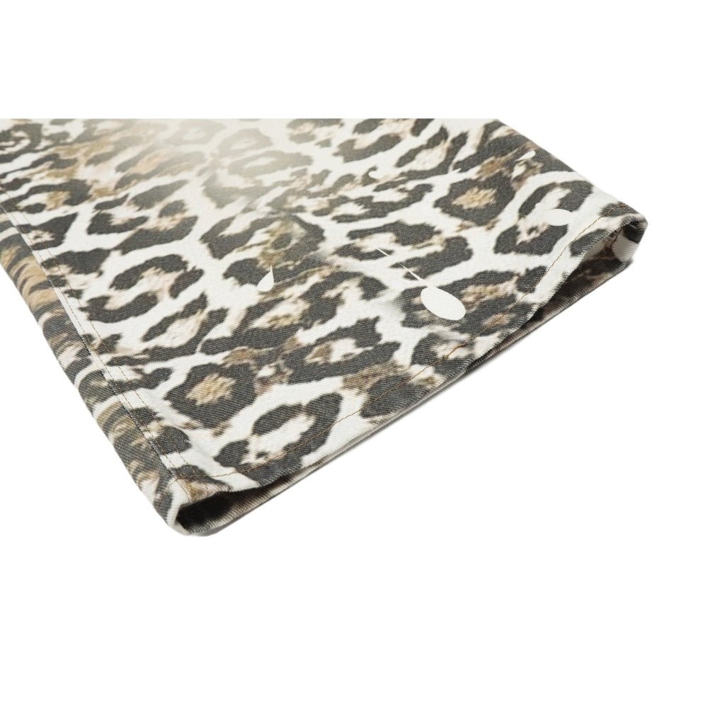 Retro 3D Printed Belt Leopard Print Jeans - Thrashink