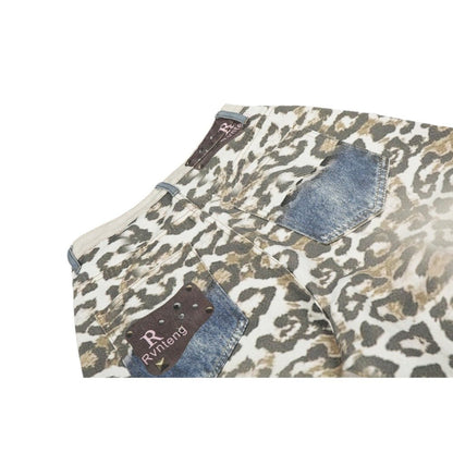 Retro 3D Printed Belt Leopard Print Jeans - Thrashink