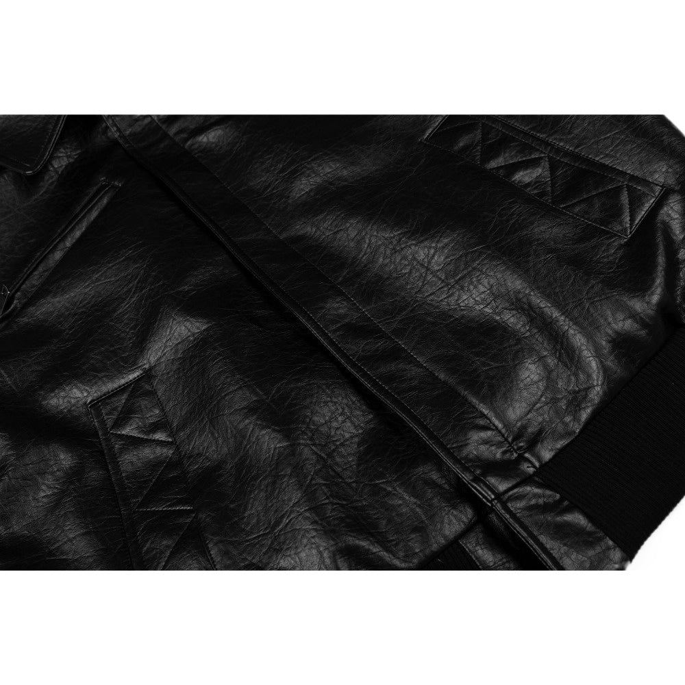 Retro Black PU Leather Motorcycle Jacket - Thrashink