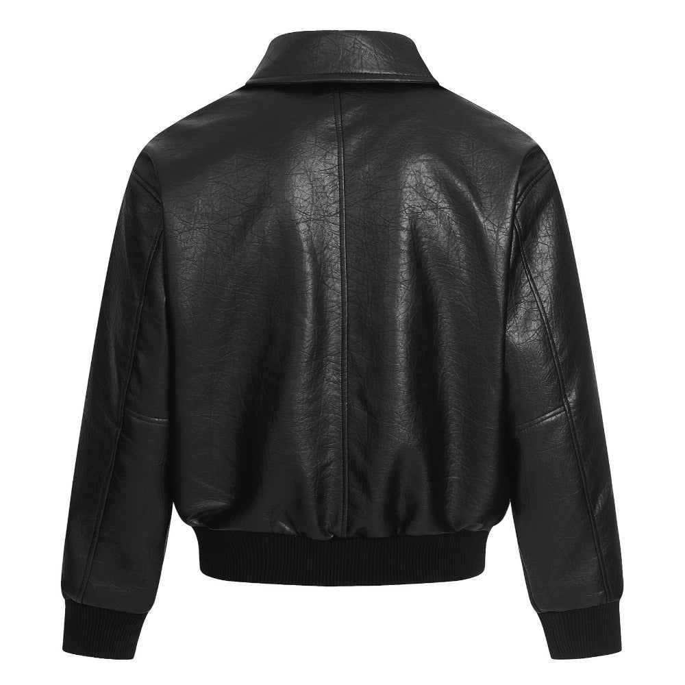 Retro Black PU Leather Motorcycle Jacket - Thrashink