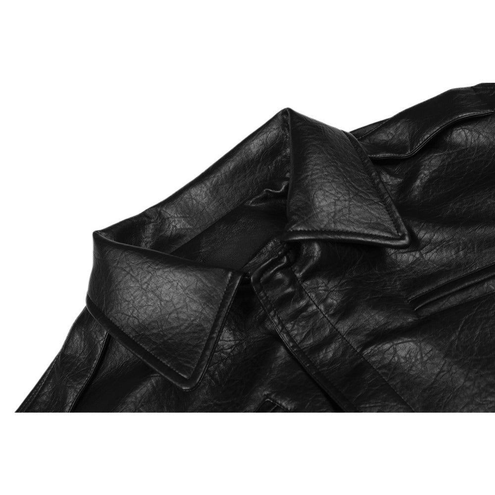 Retro Black PU Leather Motorcycle Jacket - Thrashink