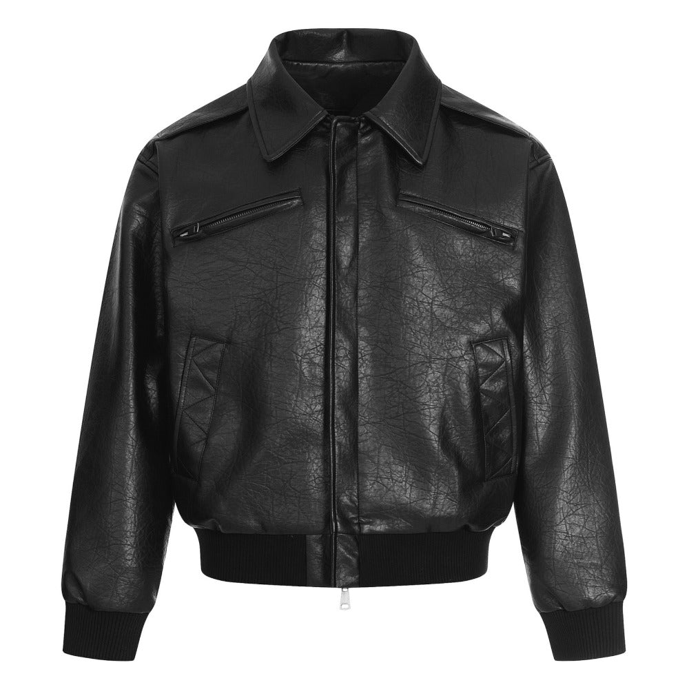 Retro Black PU Leather Motorcycle Jacket - Thrashink