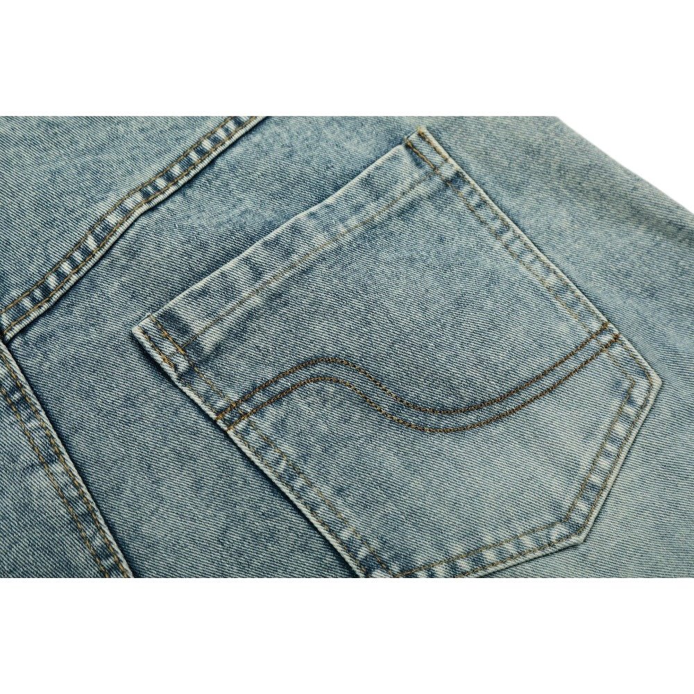 Retro Cat Whiskering Splatter Paint Belt Jeans - Thrashink